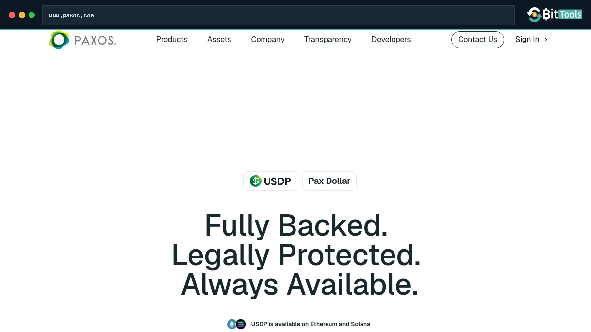 Pax Dollar official website preview