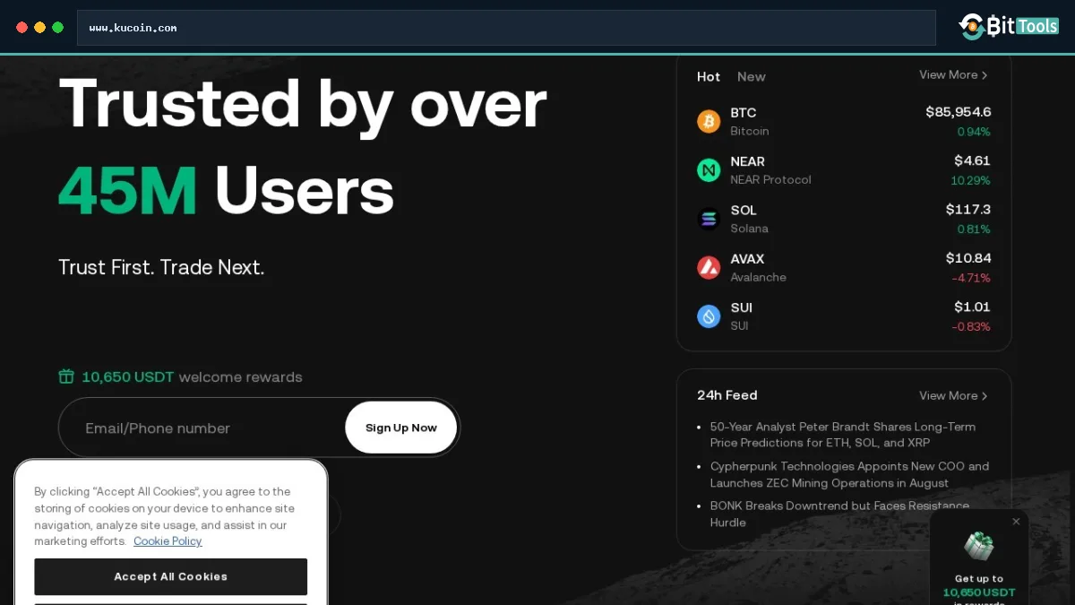 KuCoin official website preview