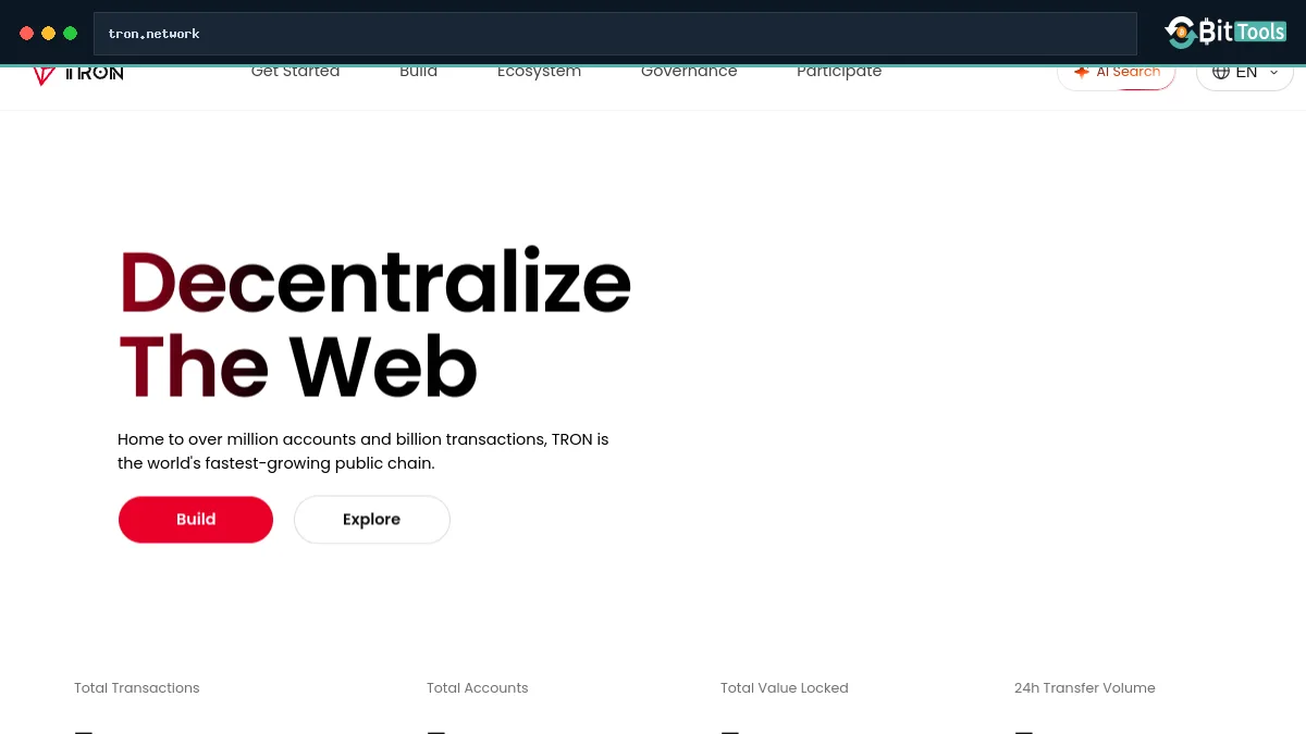 TRON official website preview