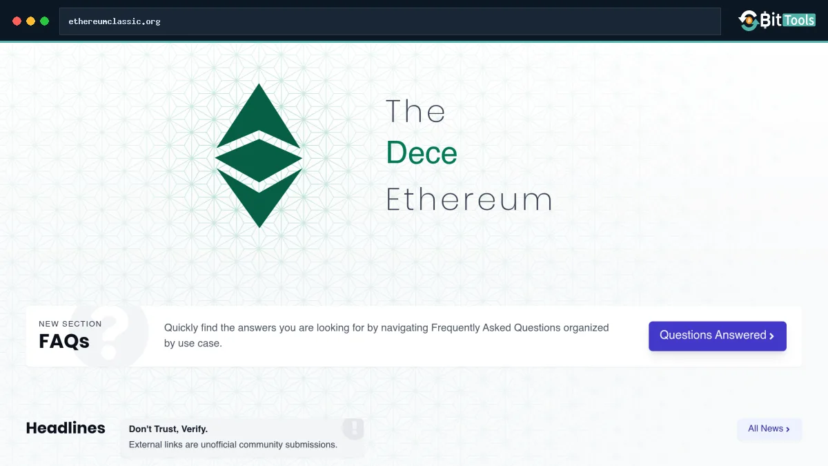 Ethereum Classic official website preview