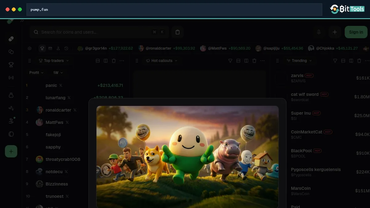 Pump.fun official website preview