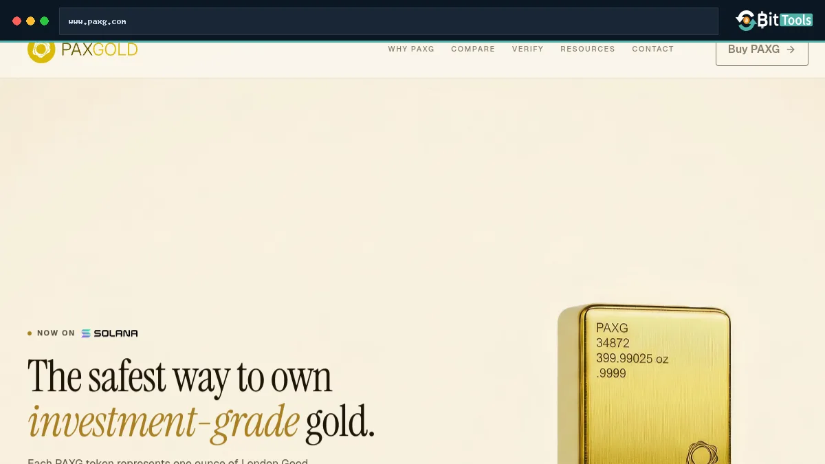 PAX Gold official website preview